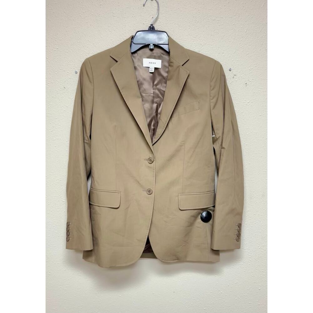 Reiss Hope Single Breasted Women Cotton Blazer in Taupe